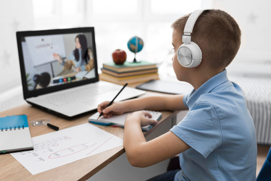 Boy attending eLearning session